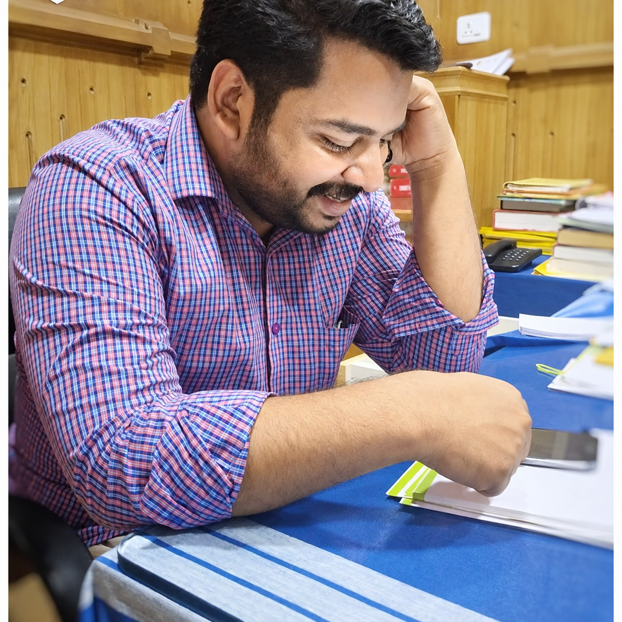 Dr. Ajith N at his desk